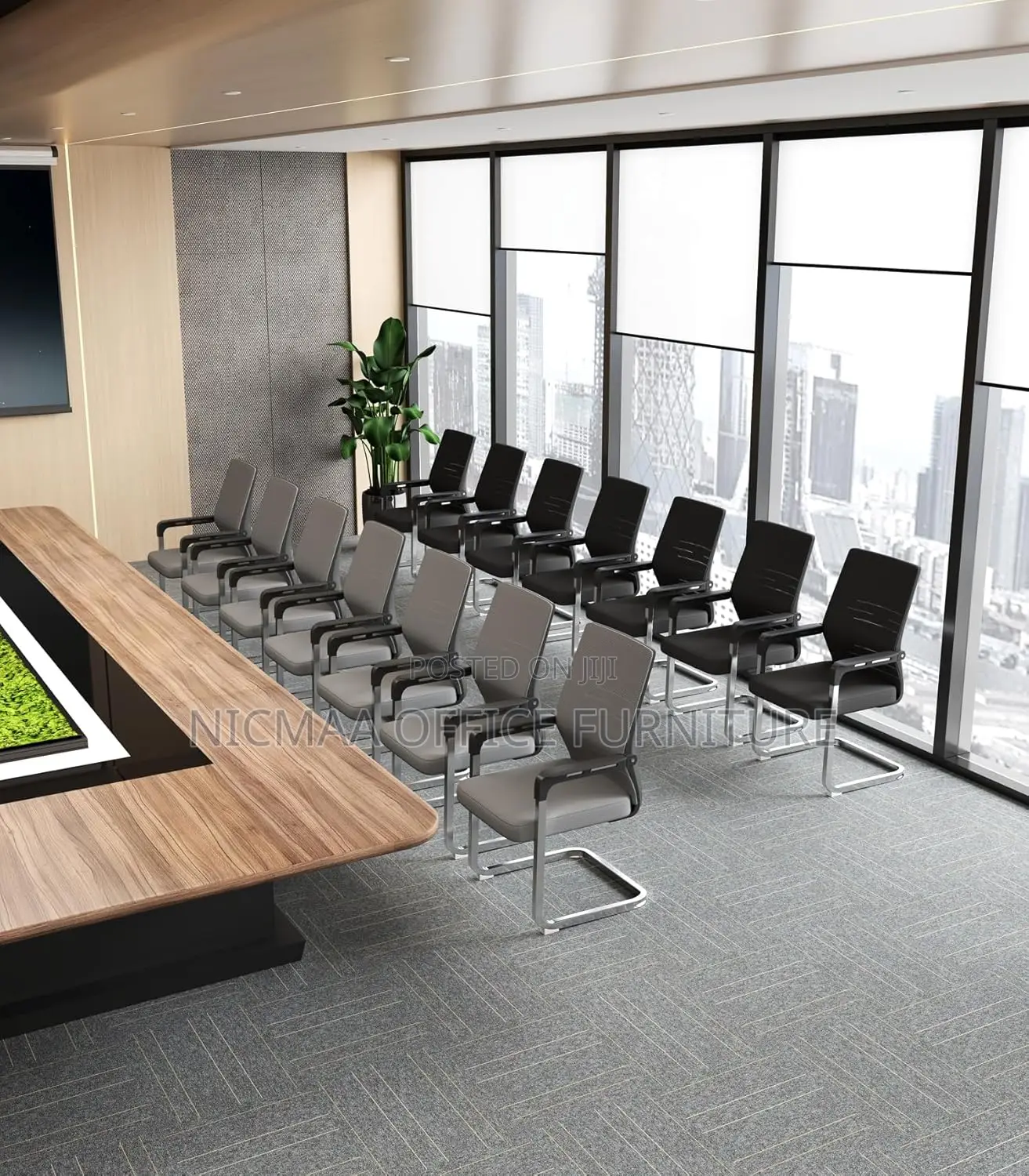 Sleek Black White Finish Cantilever Seat