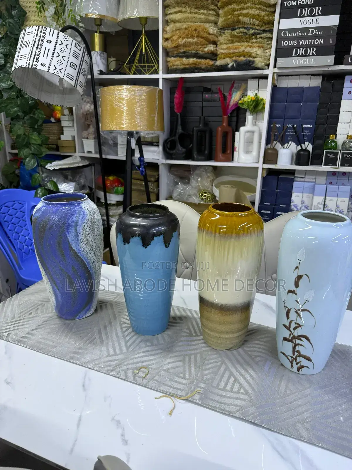Elegant Large Cylindrical Ceramic Flower Vase