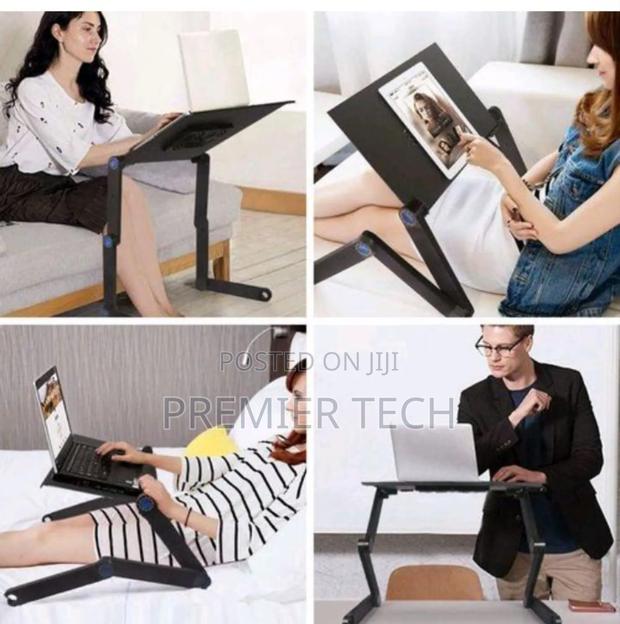 Foldable Metallic Laptop Stand With Mouse Pad and Fan - main view