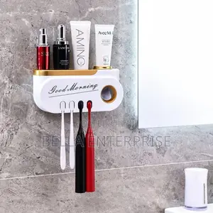 Classy Good Morning Toothpaste Dispenser and Toothbrush Holder
