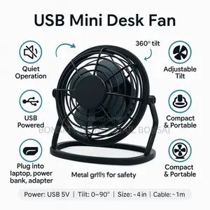 Usb Mini Desk Fan – 4 Inch Portable Silent Cooling Fan Office Home