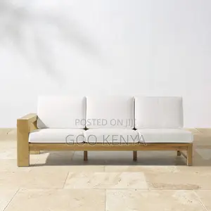 Outdoor Sofa; Wooden 3-seater Outdoor Patio Sofa With Cushions