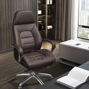 Office Chair; Rolling Leather Office Chair With Adjustable Height