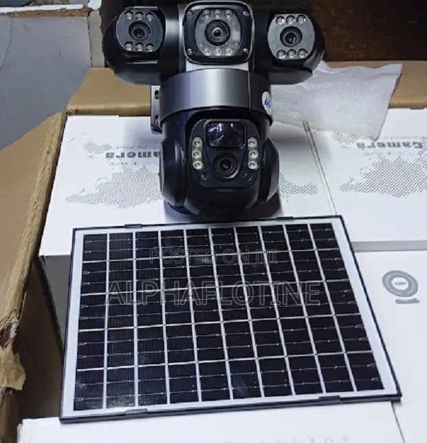 Triple Lens Design Solar-Powered With 4g Connectivity CCTV Camera.