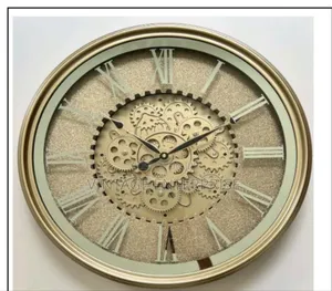 Luxurious Vintage Wall Clock With Rotating Gear
