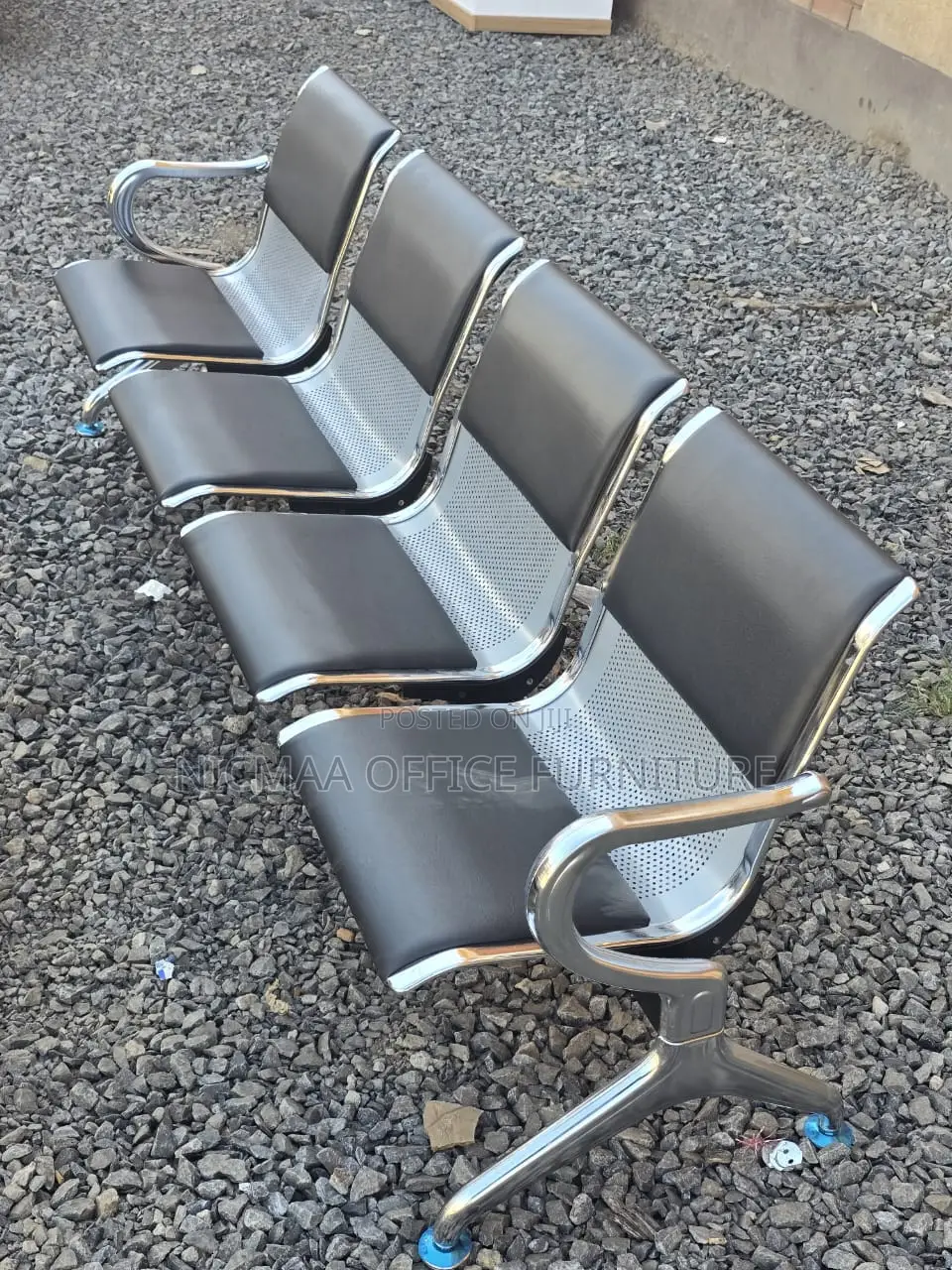 4-Seater Polyurethane Stainless Steel Waiting Bench