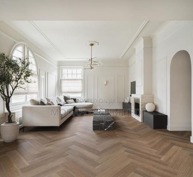 Durable Herringbone SPC Flooring – Stylish Wooden Finish - main view