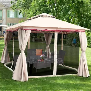 Outdoor Sun Umbrella; Metal Garden Gazebo With Waterproof Roof Walls