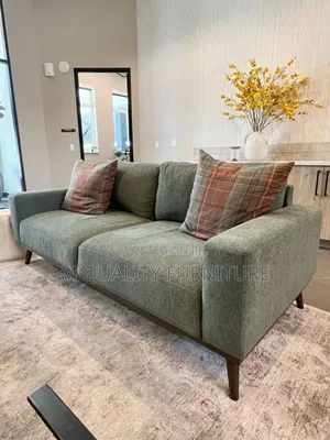 Green-3 Seater Sofa With Throw Pillows