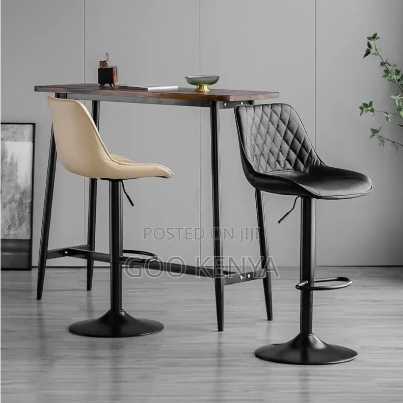 Home Counter Stool; Comfortable Leather Swivel Adjustable Bar Stool