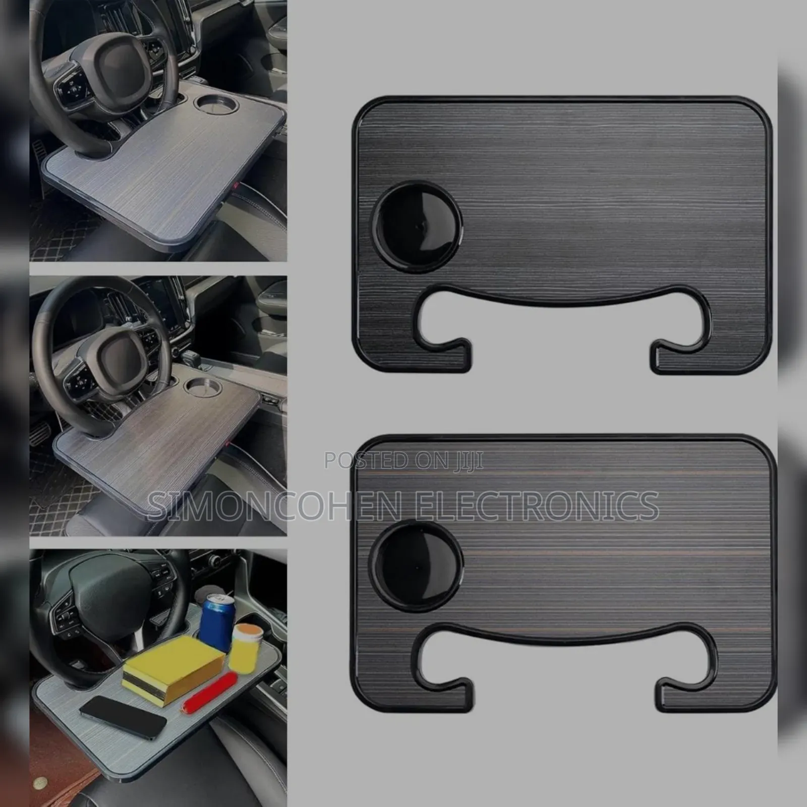 Wooden Slotted Steering Wheel Table Tray