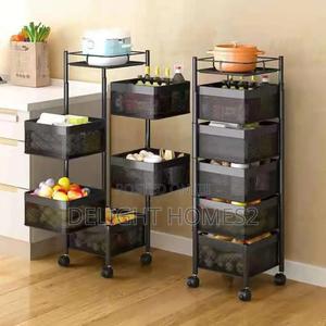 5layer Multi-Purpose Mesh Rotating Trolley Storage Organizer_jk - thumbnail 2