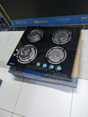 Bolesi Built in Hob 4 Gas Cooker Black With Glass(Wok)