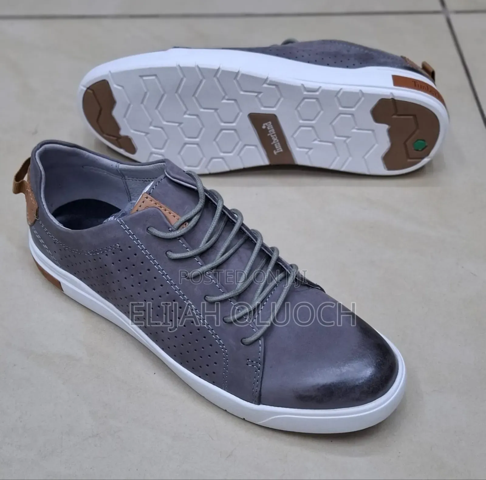 Gray Leather Timberland Casual Shoes