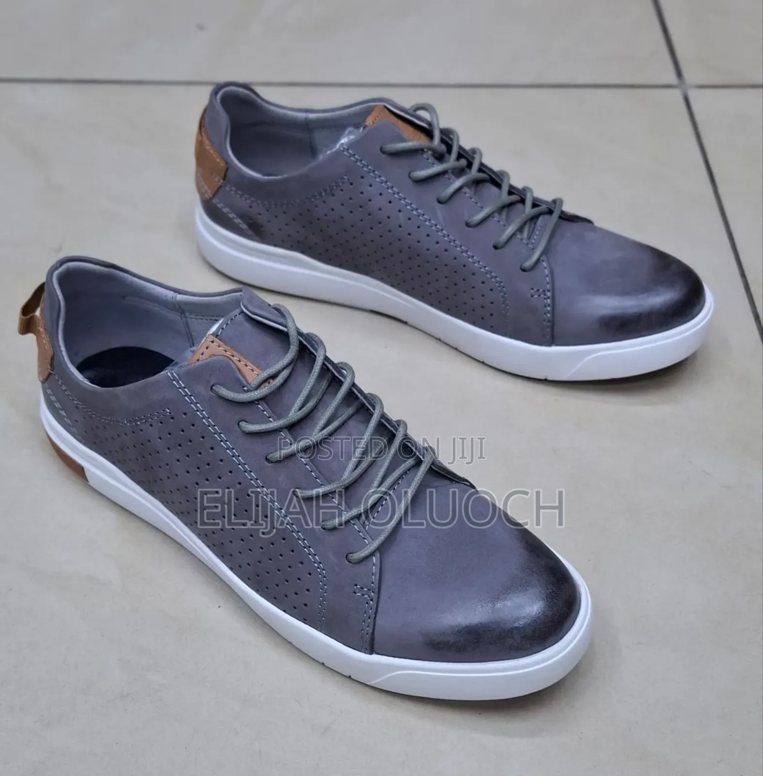 Gray Leather Timberland Casual Shoes