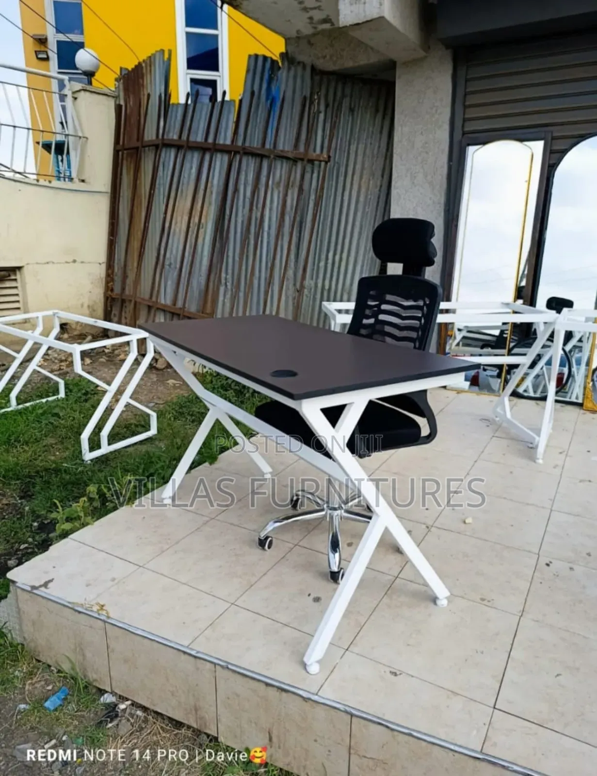 Metallic Study Table and Fabalaxe Headrest Chair
