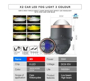 Universal X2 Car Bi Led 3-in 1 Fog Projector Light in Kenya