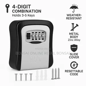 Metal Key Lock Box – 4-digit Password Combination Wall Safe For Keys