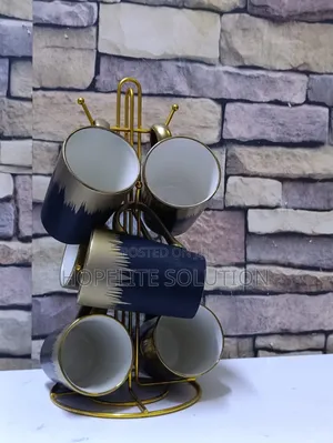 6pcs Long Black Gold Matte Mug