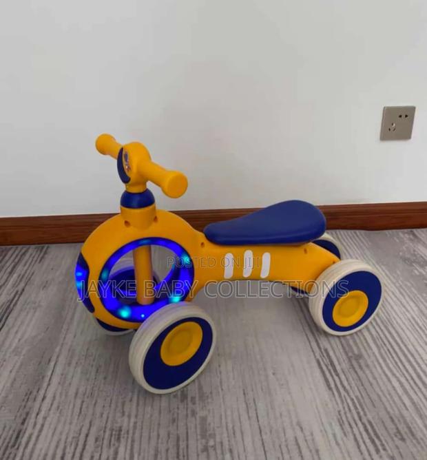 Baby Balance Bike 4 Wheels With Lights Soft Seat
