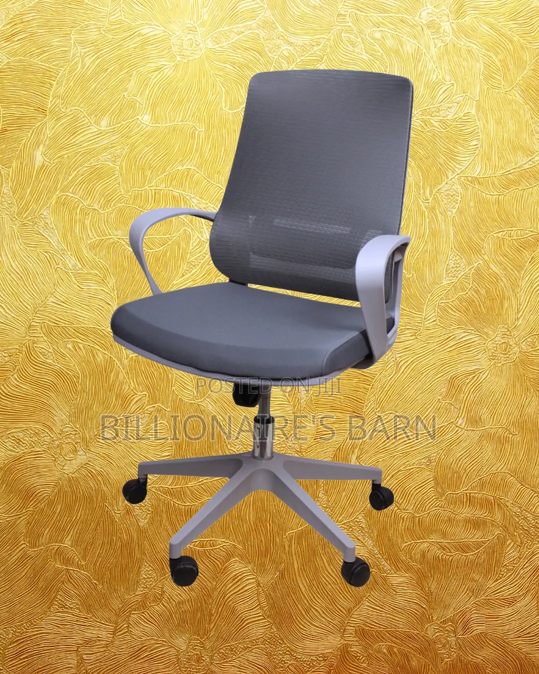 Grey Ergonomic Mesh Office Chair | Comfy Nylon Castors