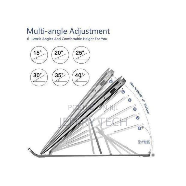 White Label Adjustable Aluminum Laptops Stand - Silver - thumbnail 2
