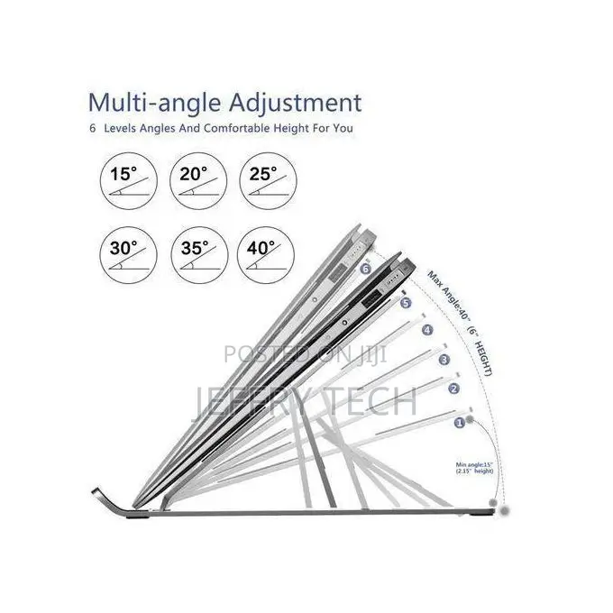 White Label Adjustable Aluminum Laptops Stand - Silver