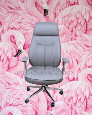 Modern Grey Executive Leather Office Chair — Breathable in Hot Weather