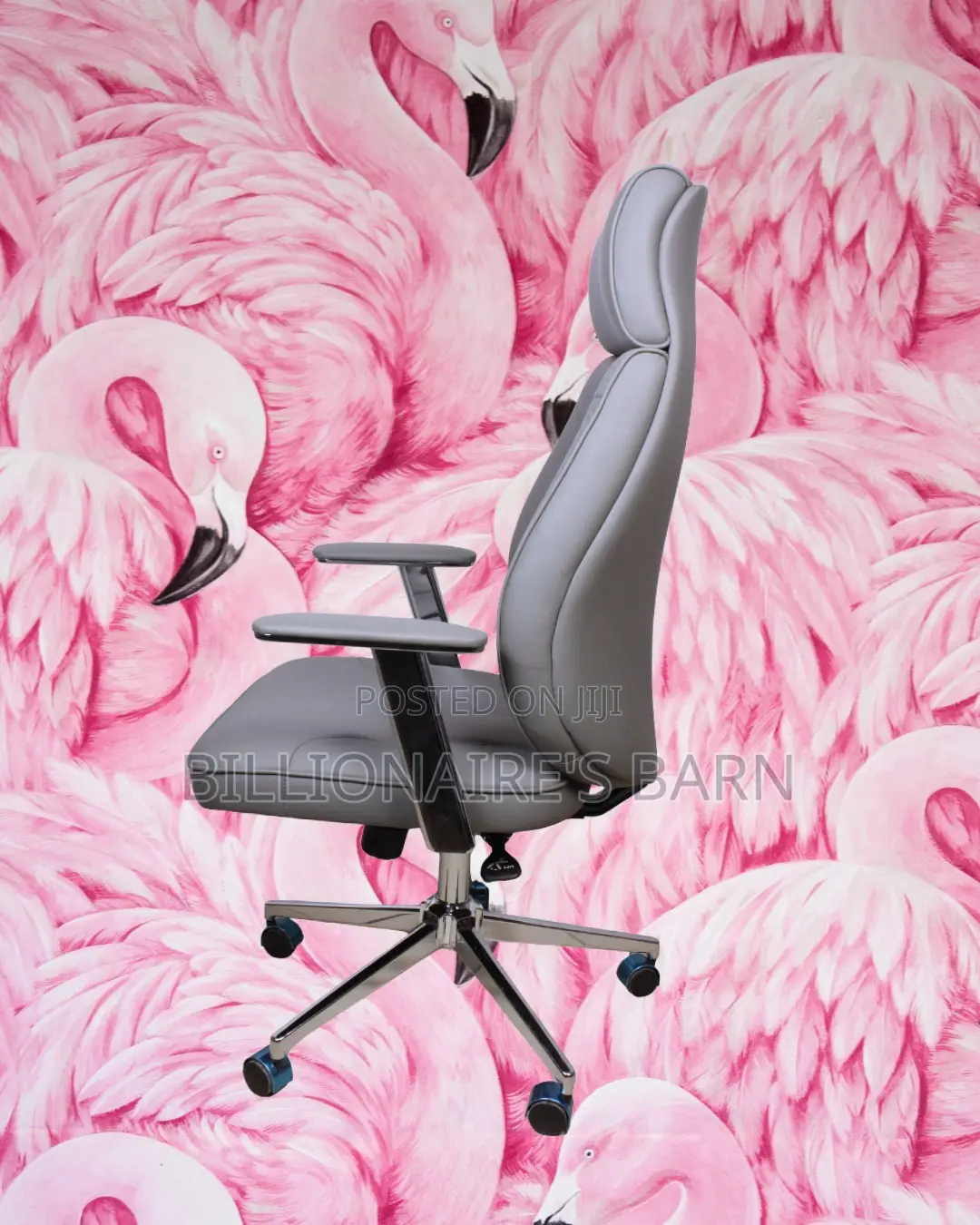 Modern Grey Executive Leather Office Chair — Breathable in Hot Weather