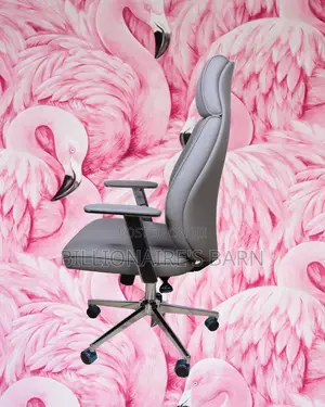 Modern Grey Executive Leather Office Chair — Breathable in Hot Weather