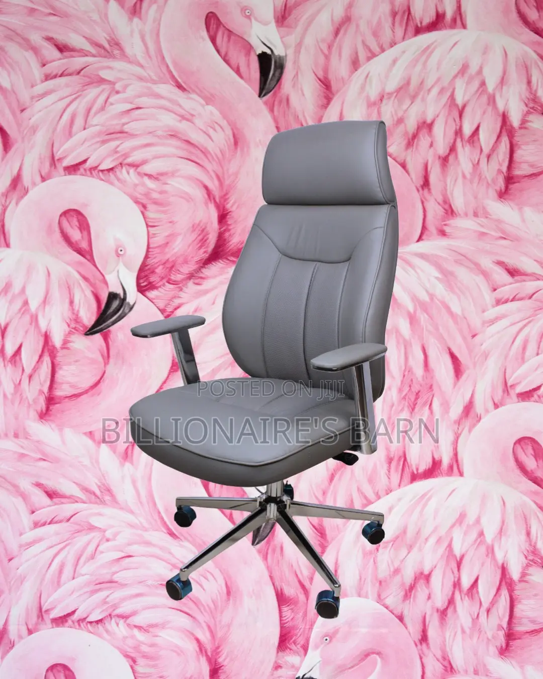 Modern Grey Executive Leather Office Chair — Breathable in Hot Weather