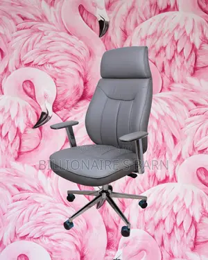 Modern Grey Executive Leather Office Chair — Breathable in Hot Weather