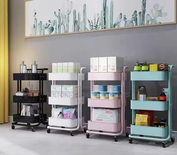 Mobile Multi Layer Metallic Storage Trolley- Barber Shop,Salon,Hotel - main view