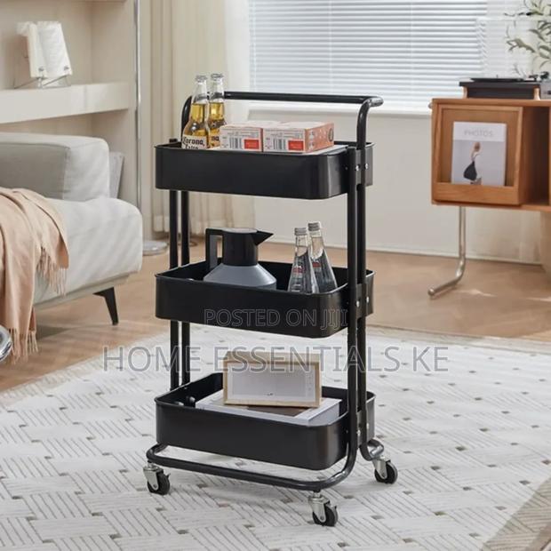 Mobile Multi Layer Metallic Storage Trolley- Barber Shop,Salon,Hotel - thumbnail 2
