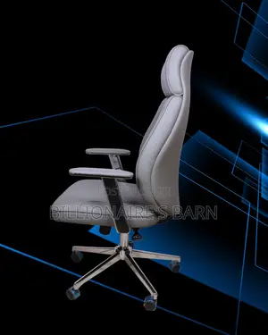 Quiet-Roll Grey Executive Leather Office Chair — Easy to Clean