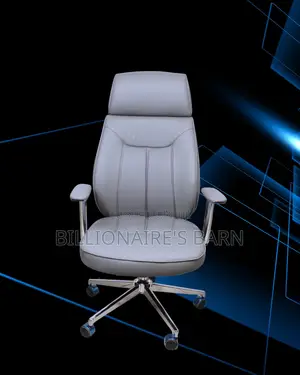 Quiet-Roll Grey Executive Leather Office Chair — Easy to Clean
