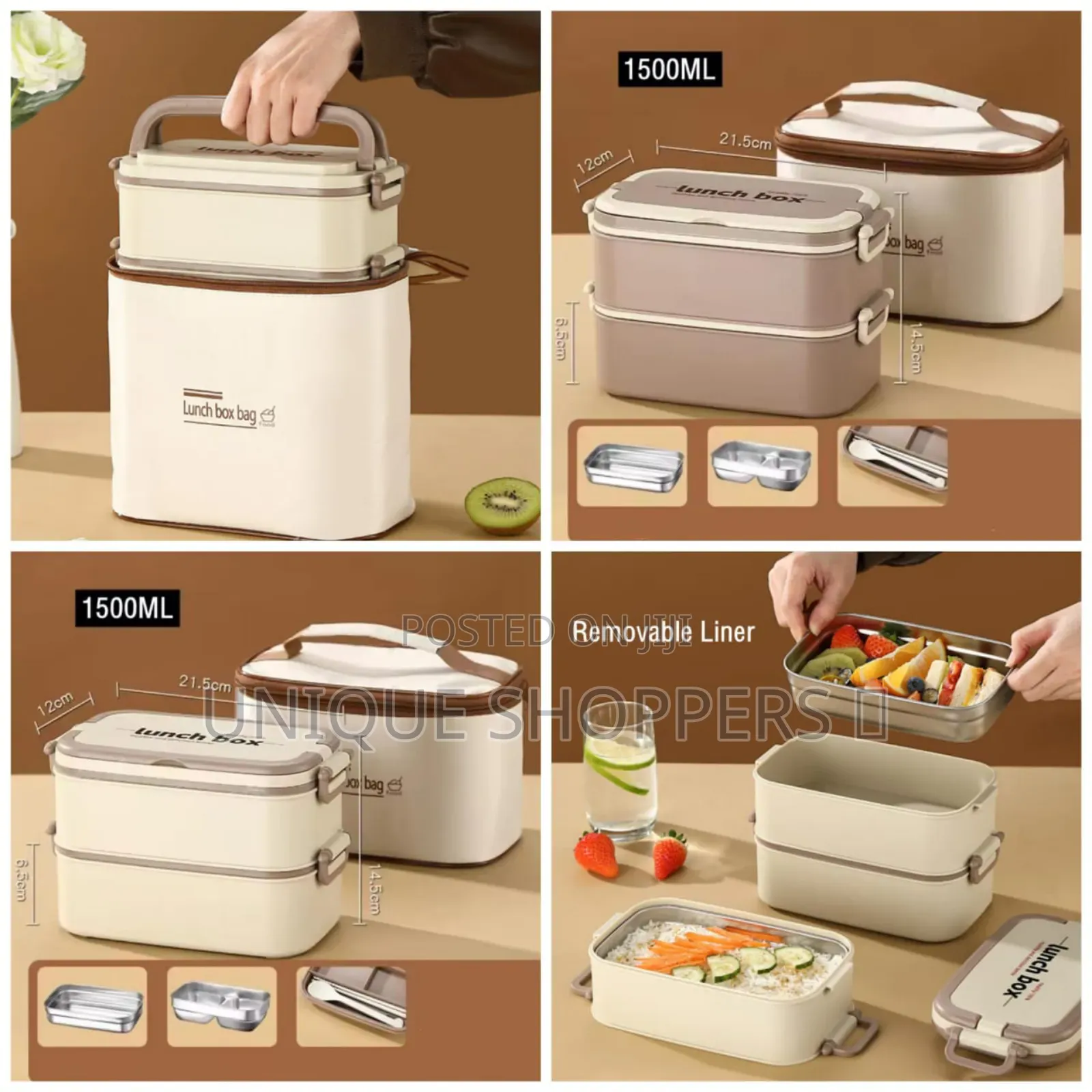 Double Layered Lunch Box With Matching Lunch Bag