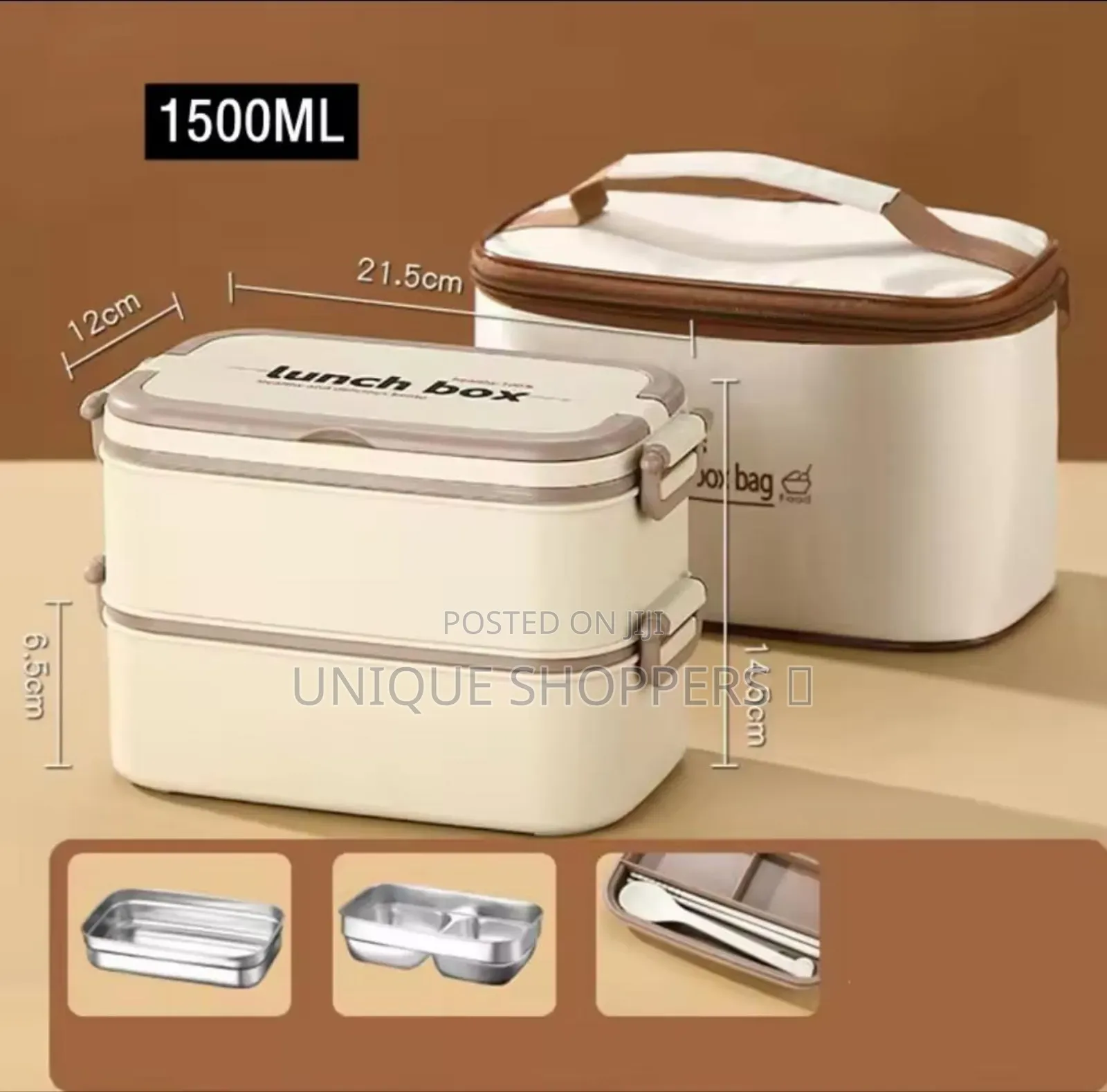 Double Layered Lunch Box With Matching Lunch Bag