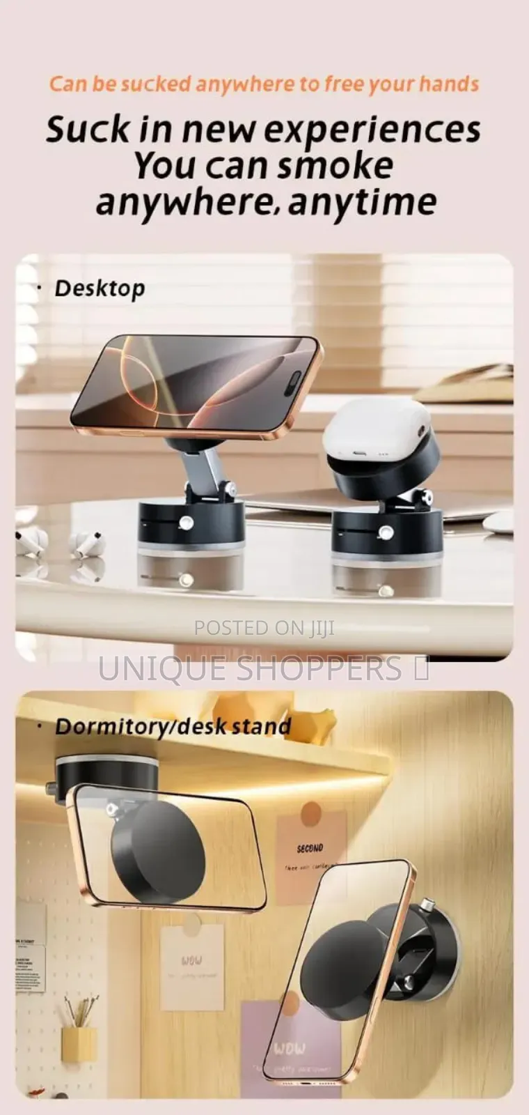 Foldable Magnetic Car/Home Phone Holder With a Suction Cup*