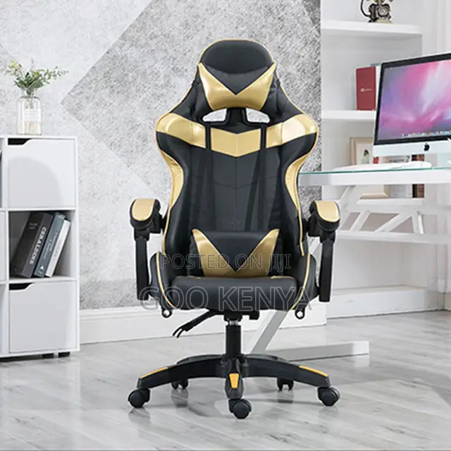 Office Chair; High-Back Leather Gaming Chair With Recline Function