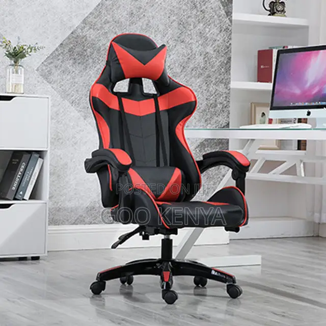 Office Chair; High-Back Leather Gaming Chair With Recline Function