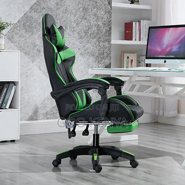 Office Chair; High-Back Leather Gaming Chair With Recline Function
