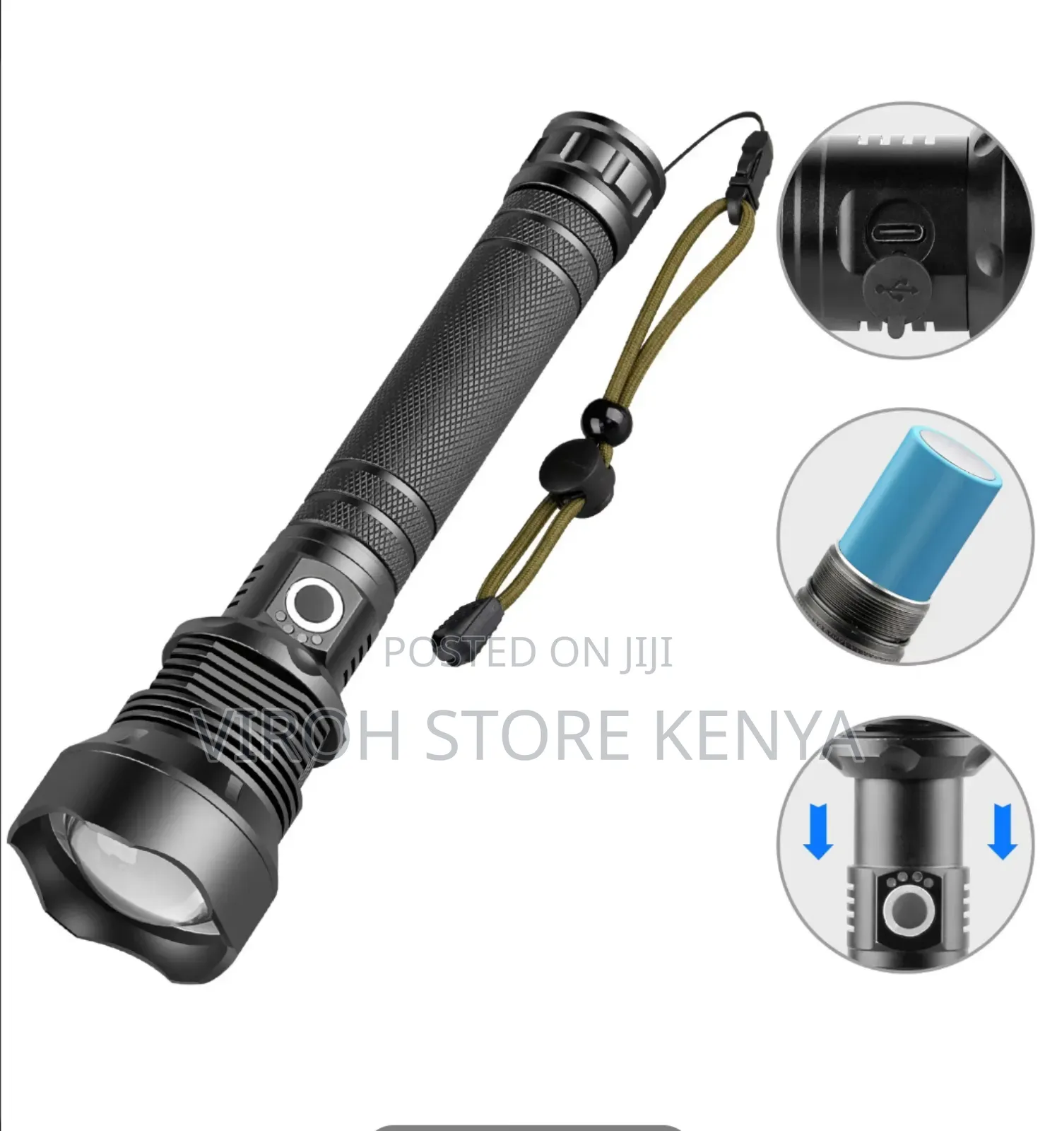 Police Torch 3000 Lumens Zooming Flashlight