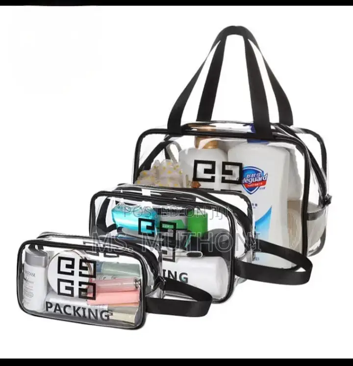 3 Pieces Waterproof Toiletries / Cosmetics Make Up Bag