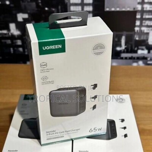 Ugreen 65w 3-Port Gan Fast Charger With Interchangeable Plug Cd296