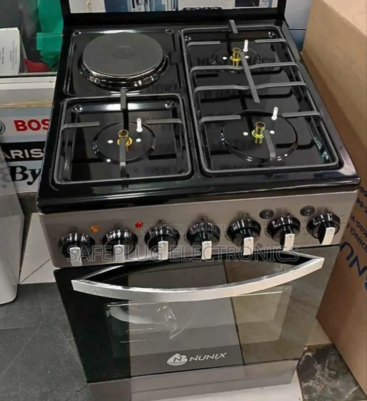 Nunix 50*55 Standing Gas Cooker + Electric Oven, 3g, 1 Hotplate