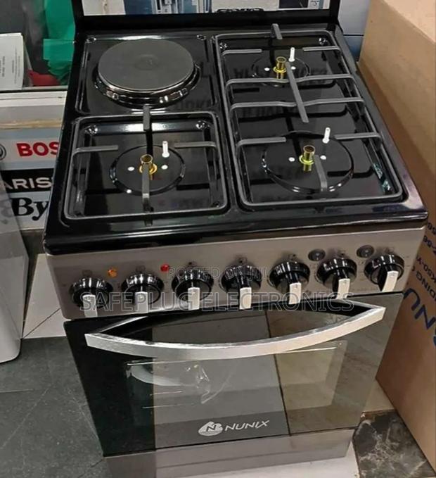 Nunix 50*55 Standing Gas Cooker + Electric Oven, 3g, 1 Hotplate