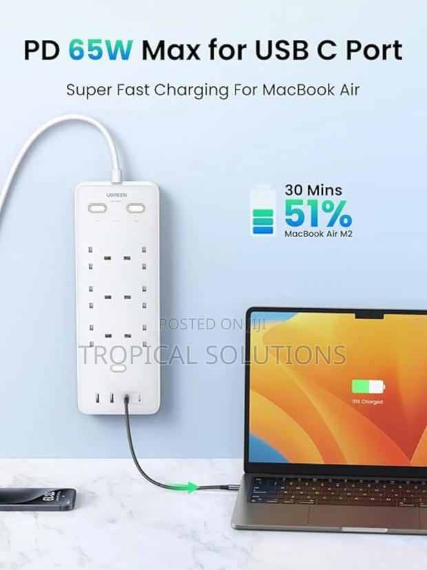 Ugreen Surge Protector Power Strip 6ac Outlets+ 65w 2a2c Uk 2m S551 - main view
