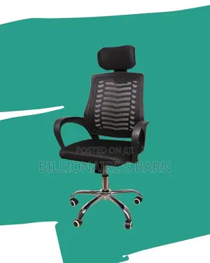 Sleek Secretarial Mesh Chair | Headrest Support