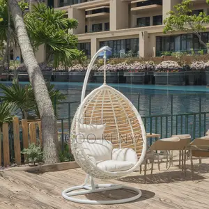 Outdoor Chair; Rattan Hammock-Style Swing Chair With Cushioned Seat